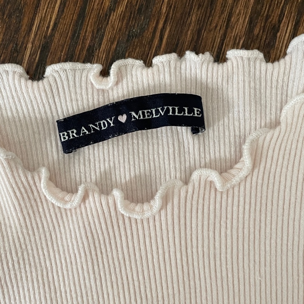 Brandy Melville Pink Ruffle Edge Top